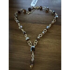New Alfani Gold Tone Brown Bead Necklace